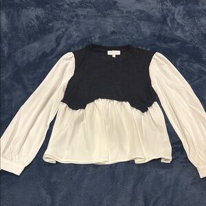 Love & Piece Elegant Black and White Women's Top S